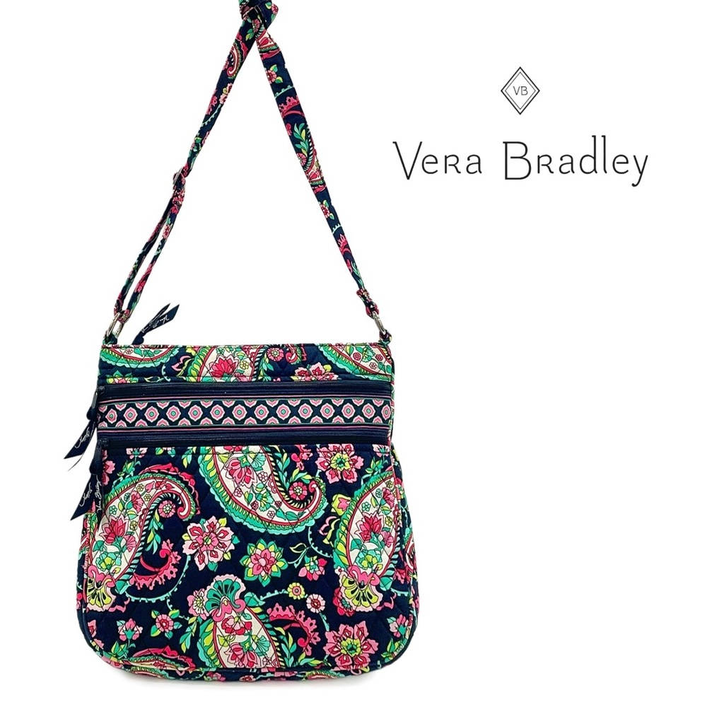 VERA BRADLEY Petal Paisley Adjustable Strap Crossbody Bag Green/Yellow/Multi